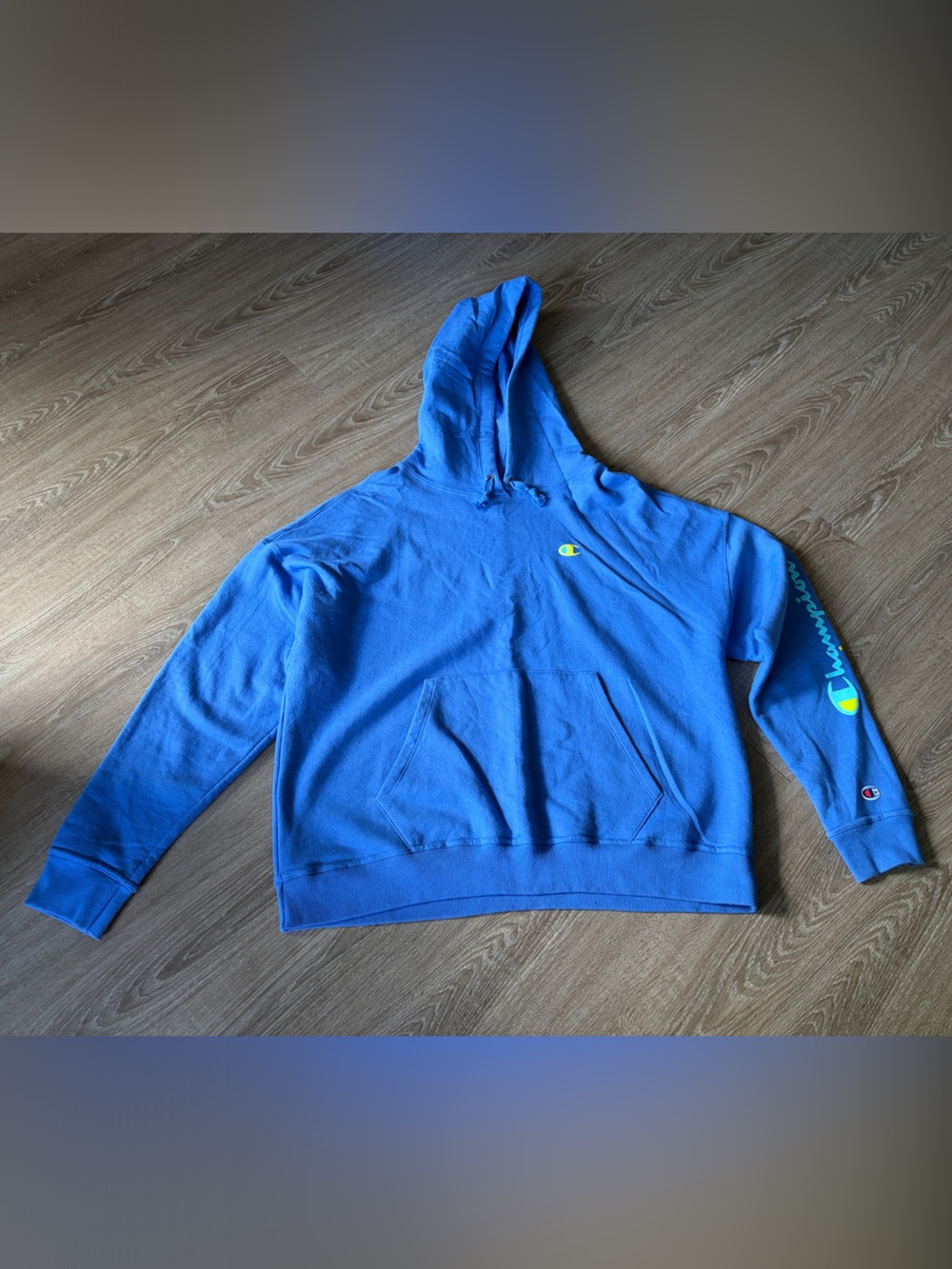 Champion Blue Pullover Hoodie with Logo Accents